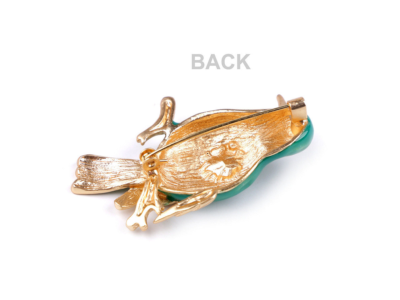 Brosche mit geschliffenen steinchen vögelchen - Pastelgrün (1 Stück)