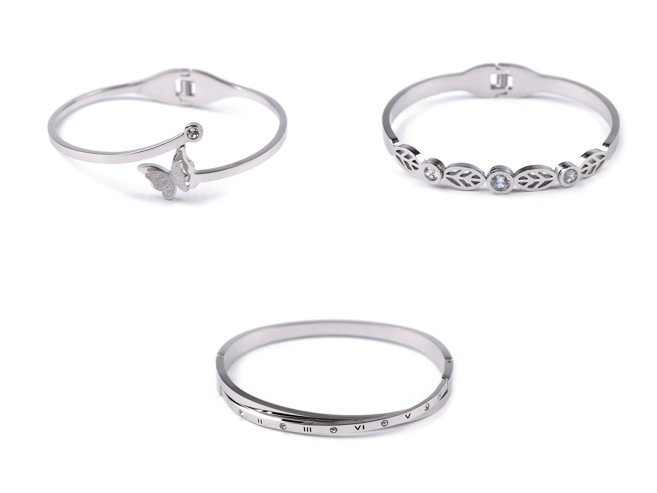 Armband aus edelstahl mit geschliffenen steinchen - Silber (1 Stück)