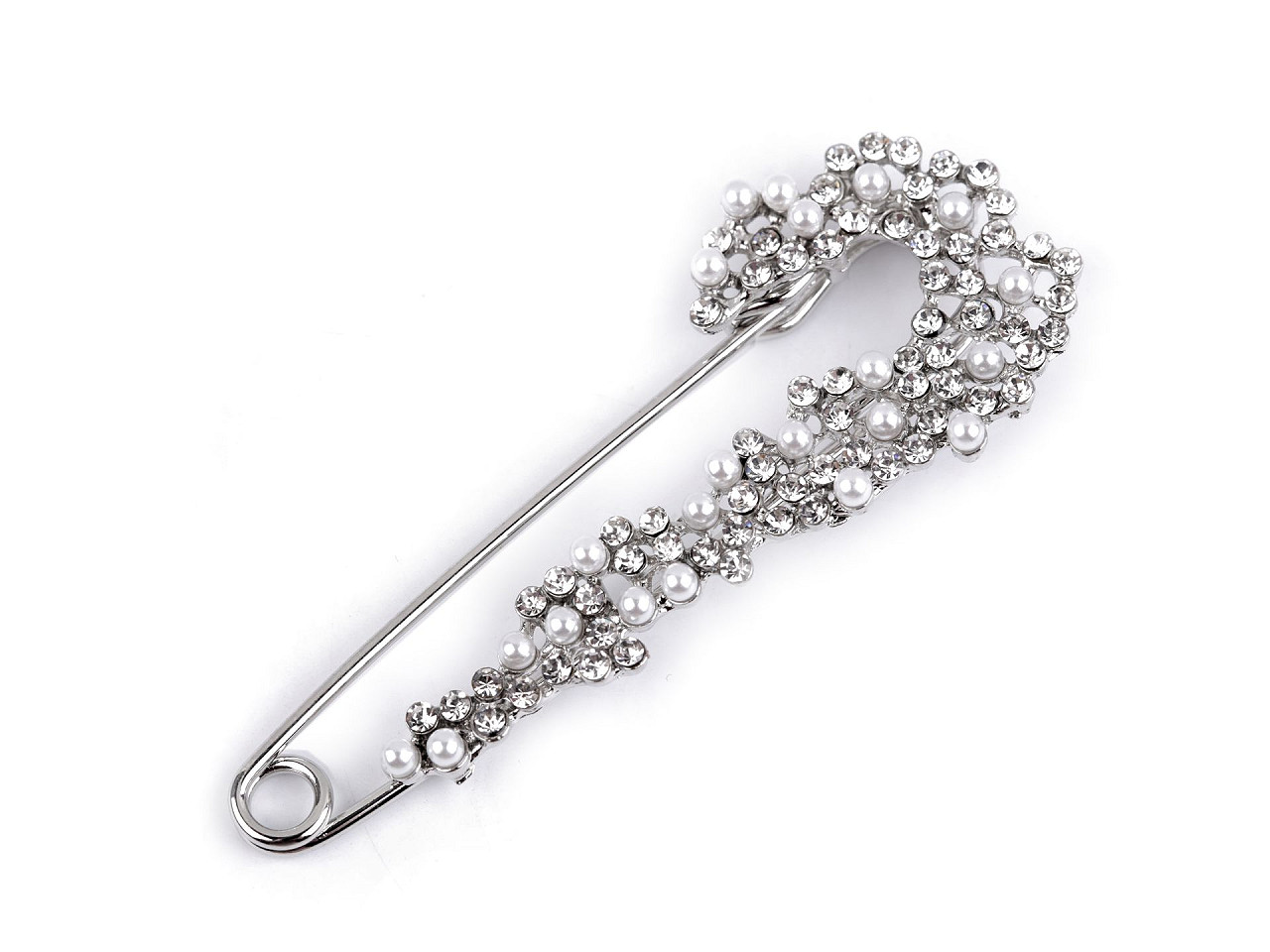 Brosche an sicherheitsnadel mit geschliffenen steinchen - Dunkelblau (1 Stück)