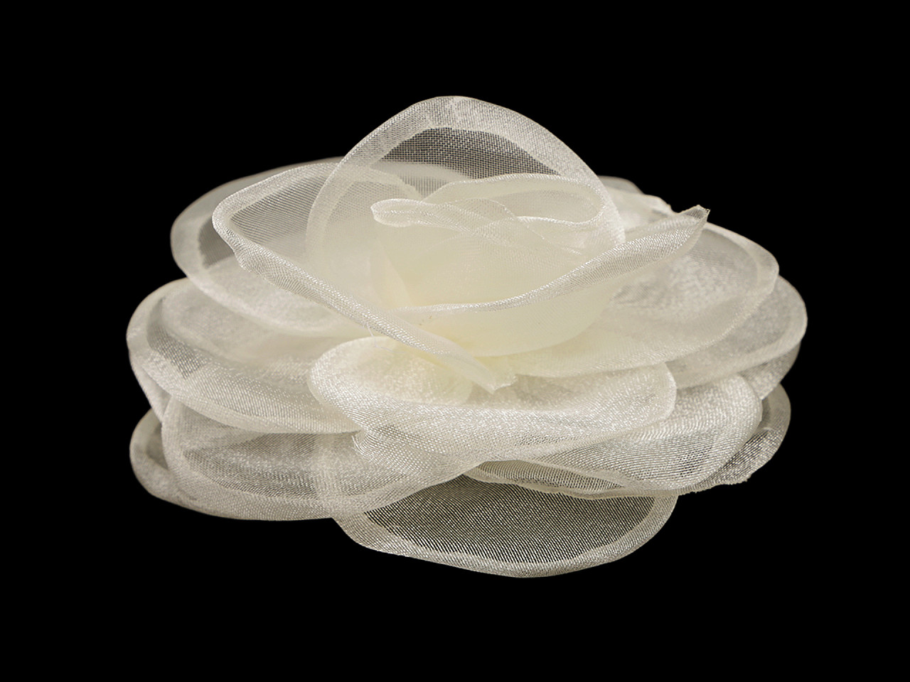 Brosche/haarschmuck organzablume, ø 10,5 cm - Hell-créme (1 Stück)