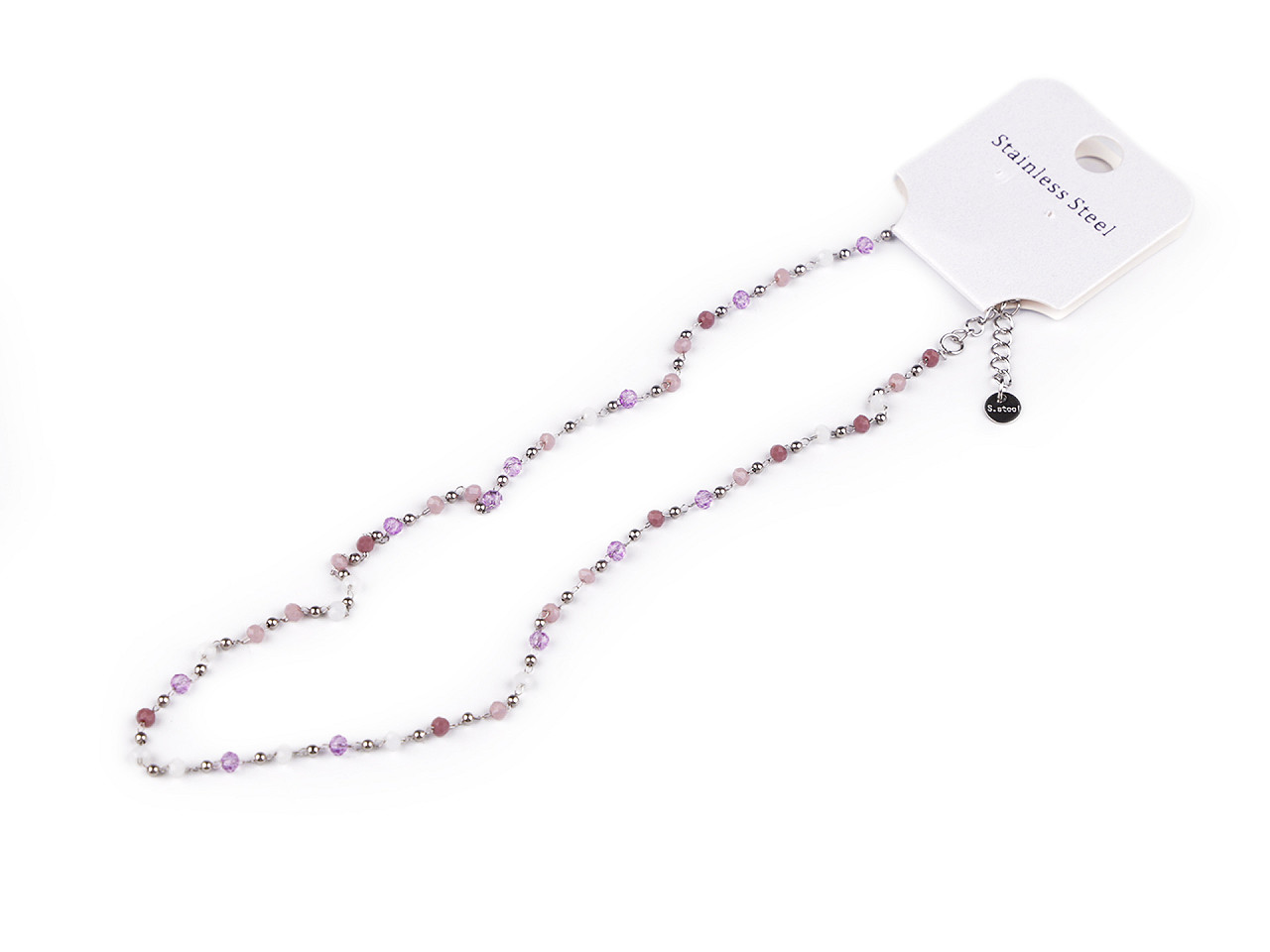 Halskette aus edelstahl mit geschliffenen perlen - Schwarz (1 Stück)