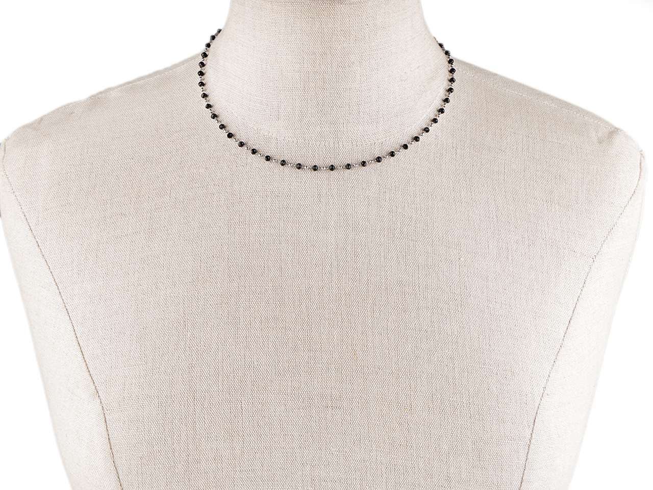 Halskette aus edelstahl mit geschliffenen perlen - Schwarz (1 Stück)
