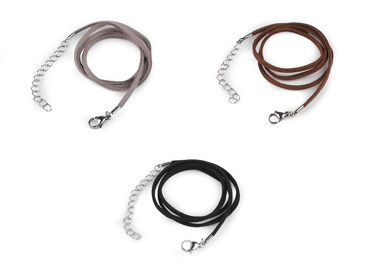 Kordel aus öko-leder mit edelstahl-karabiner, länge 46 cm - Grau (1 Stück)