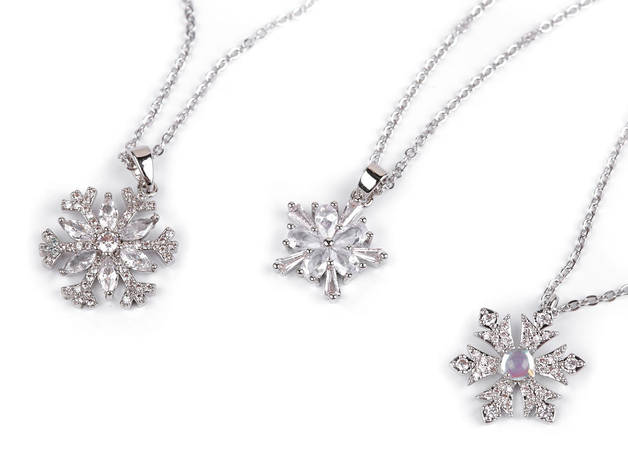 Halskette aus edelstahl schneeflocke mit geschliffenen steinchen - Crystal (1 Stück)