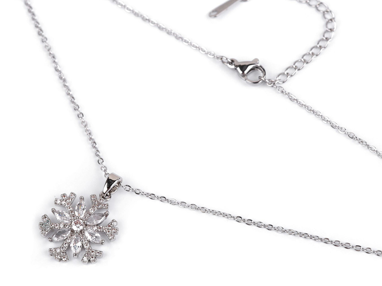 Halskette aus edelstahl schneeflocke mit geschliffenen steinchen - Crystal (1 Stück)