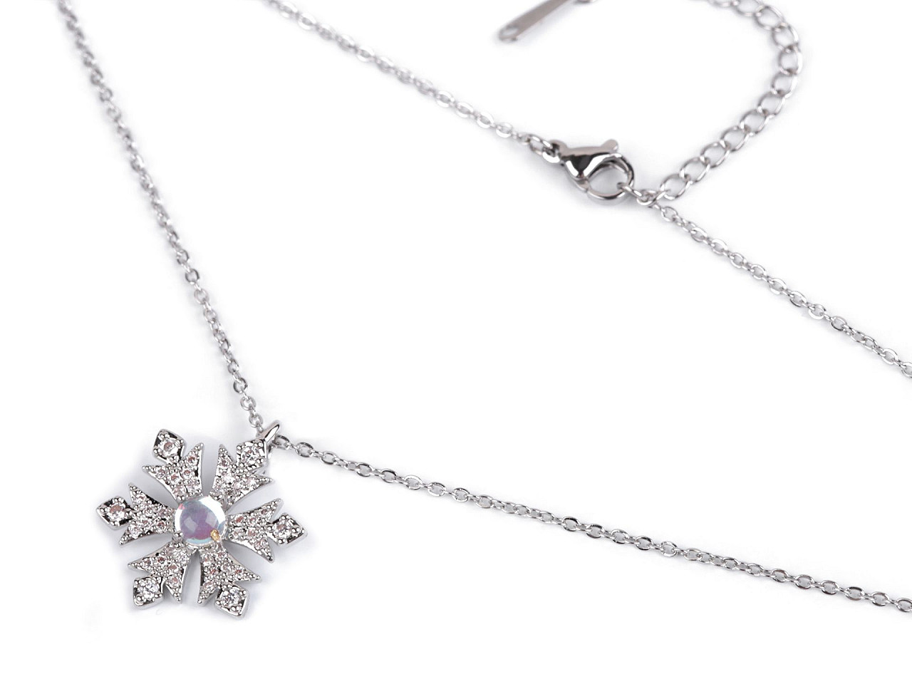 Halskette aus edelstahl schneeflocke mit geschliffenen steinchen - Crystal (1 Stück)