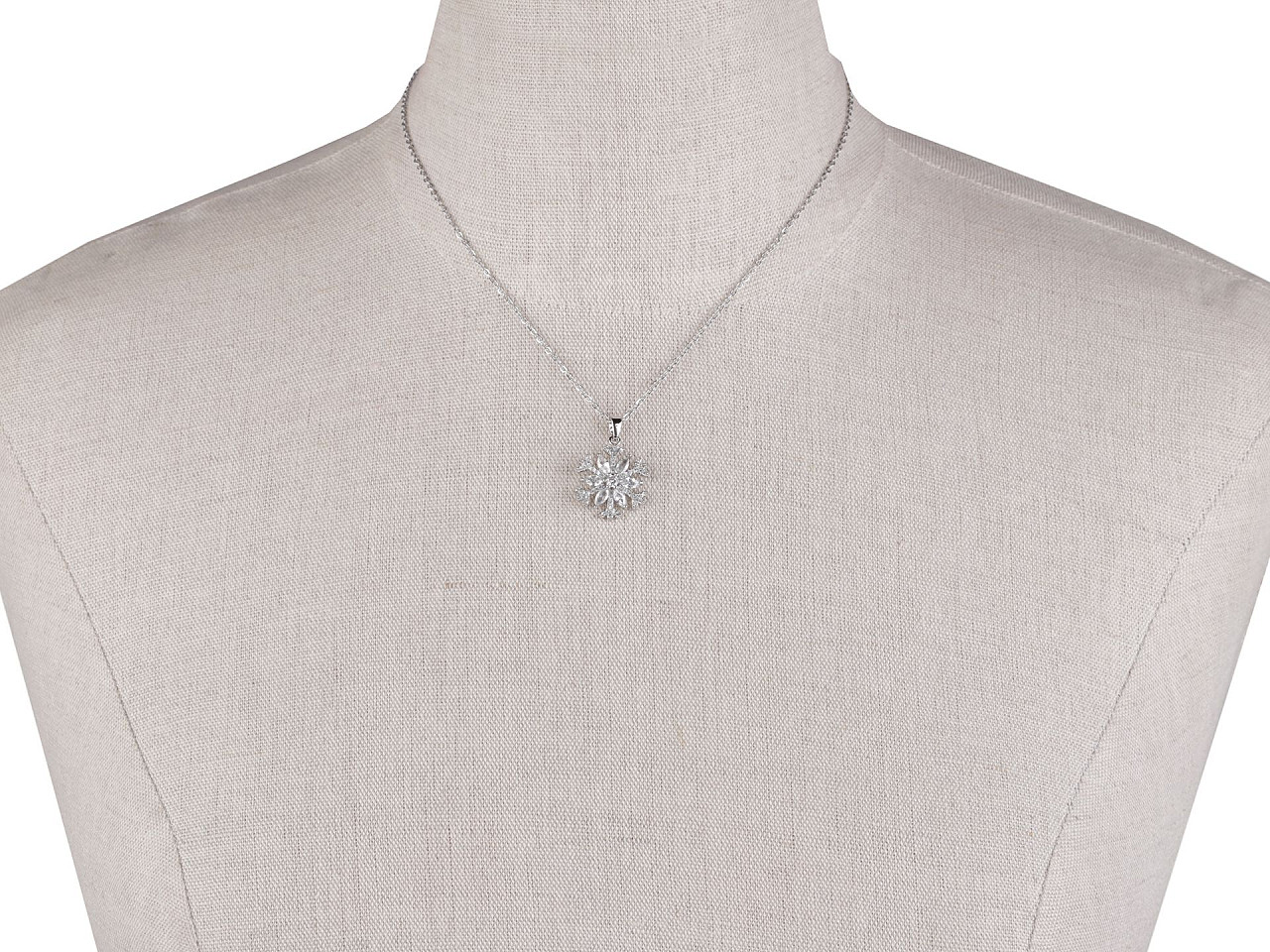 Halskette aus edelstahl schneeflocke mit geschliffenen steinchen - Crystal (1 Stück)