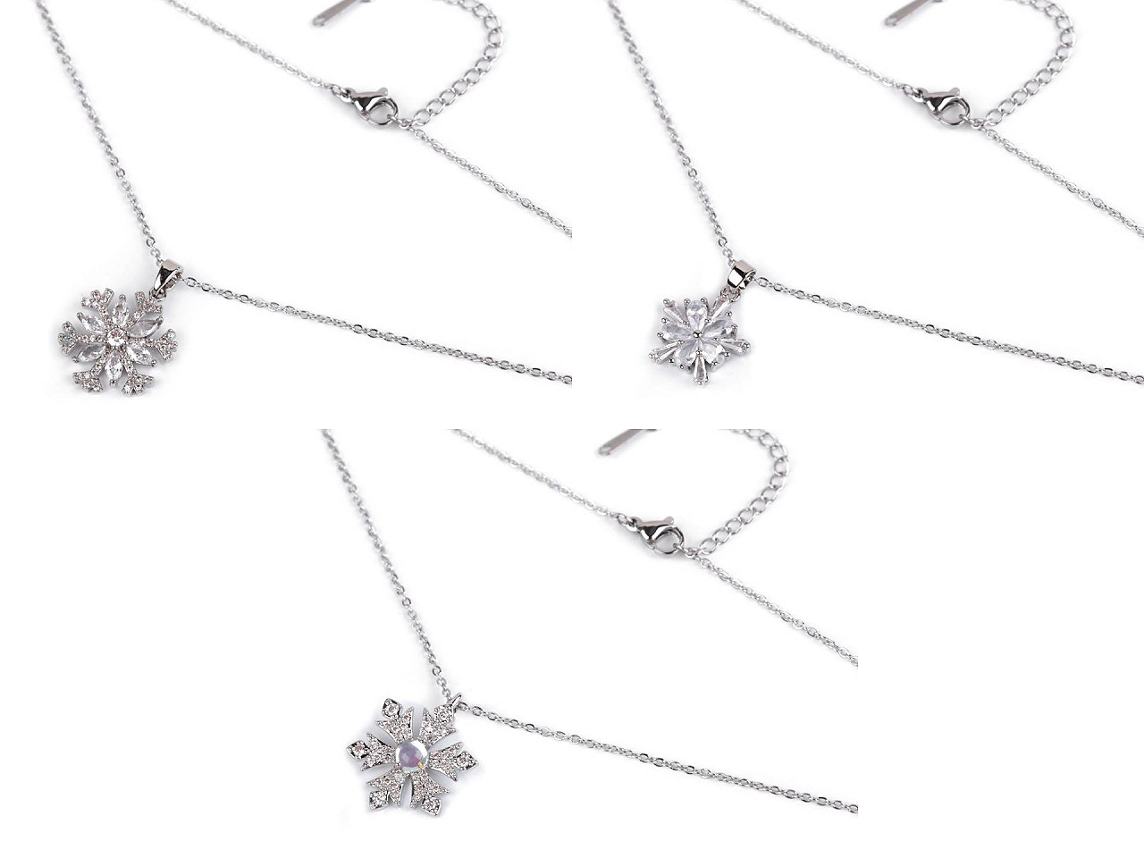 Halskette aus edelstahl schneeflocke mit geschliffenen steinchen - Crystal (1 Stück)