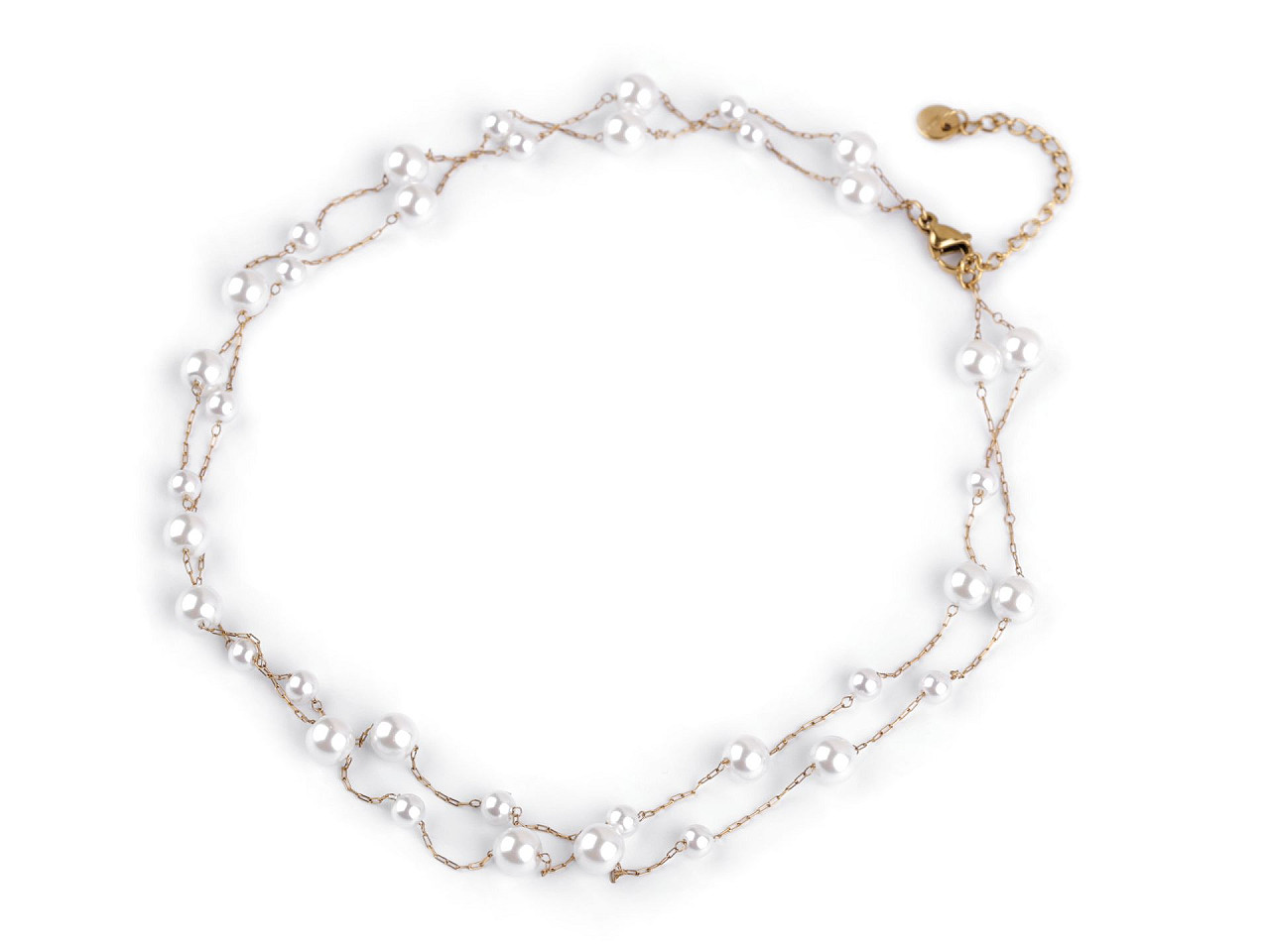 Doppelte edelstahlkette mit glasperlen - Perlmutt (1 Stück)