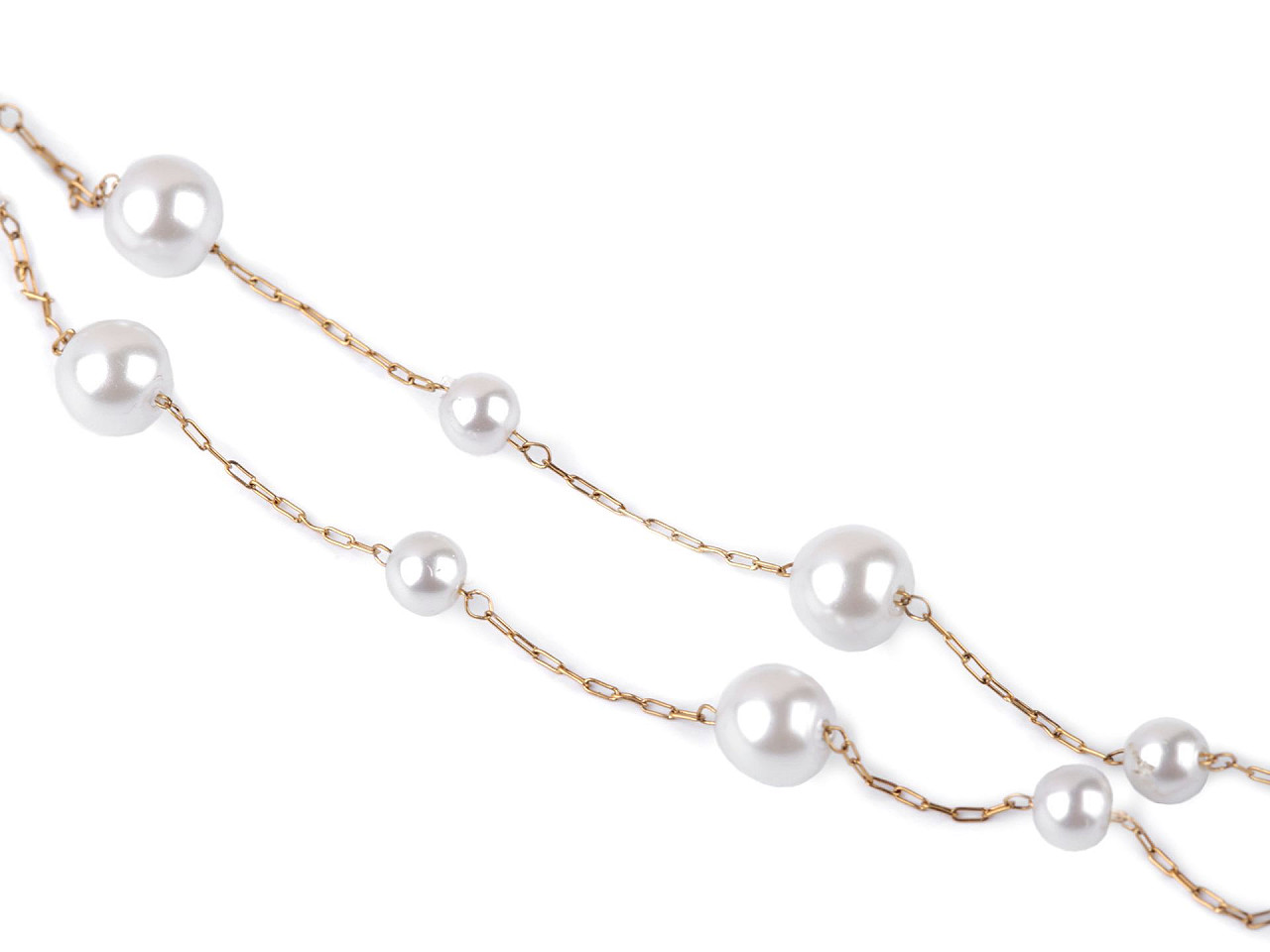 Doppelte edelstahlkette mit glasperlen - Perlmutt (1 Stück)