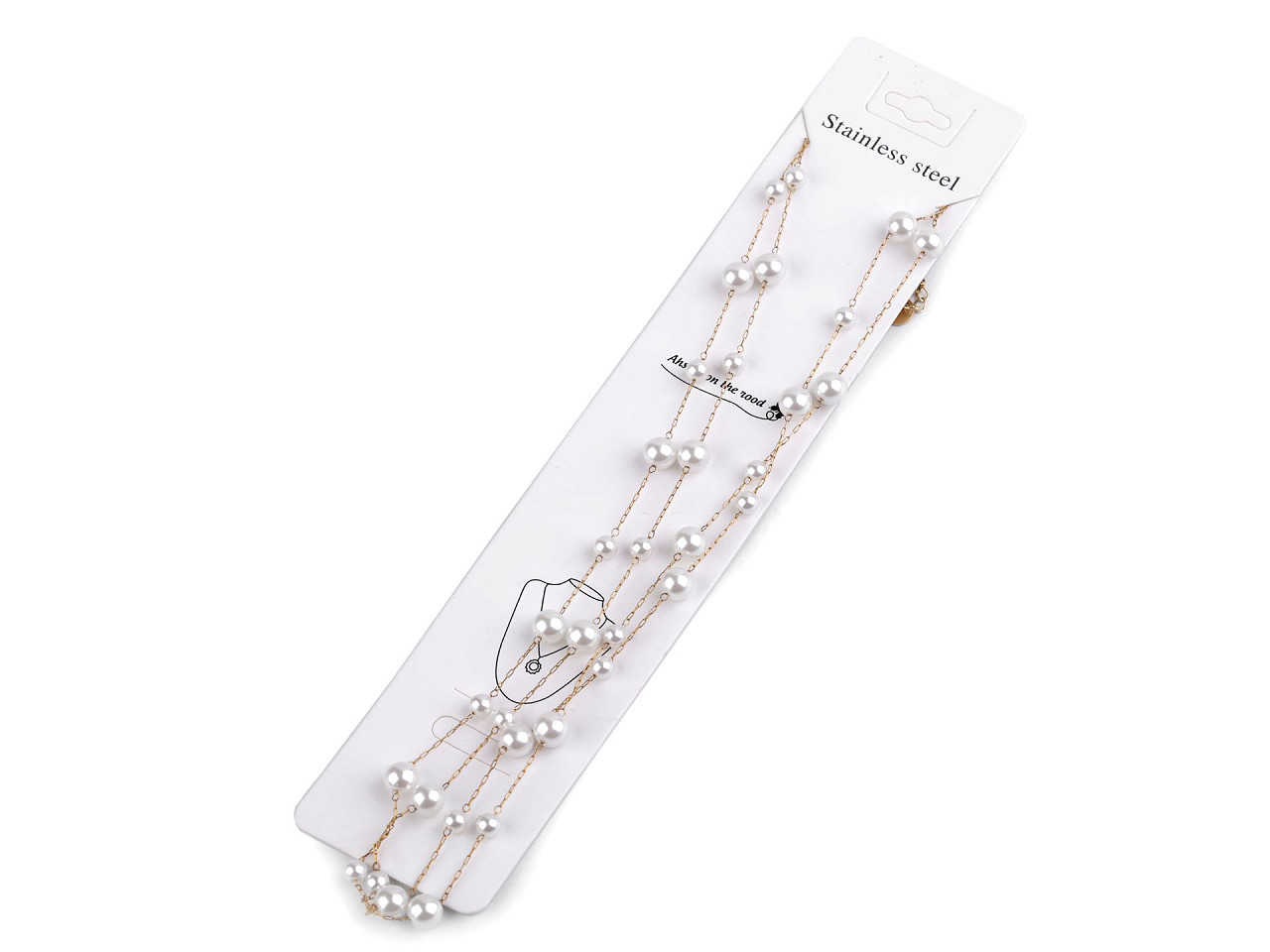 Doppelte edelstahlkette mit glasperlen - Perlmutt (1 Stück)