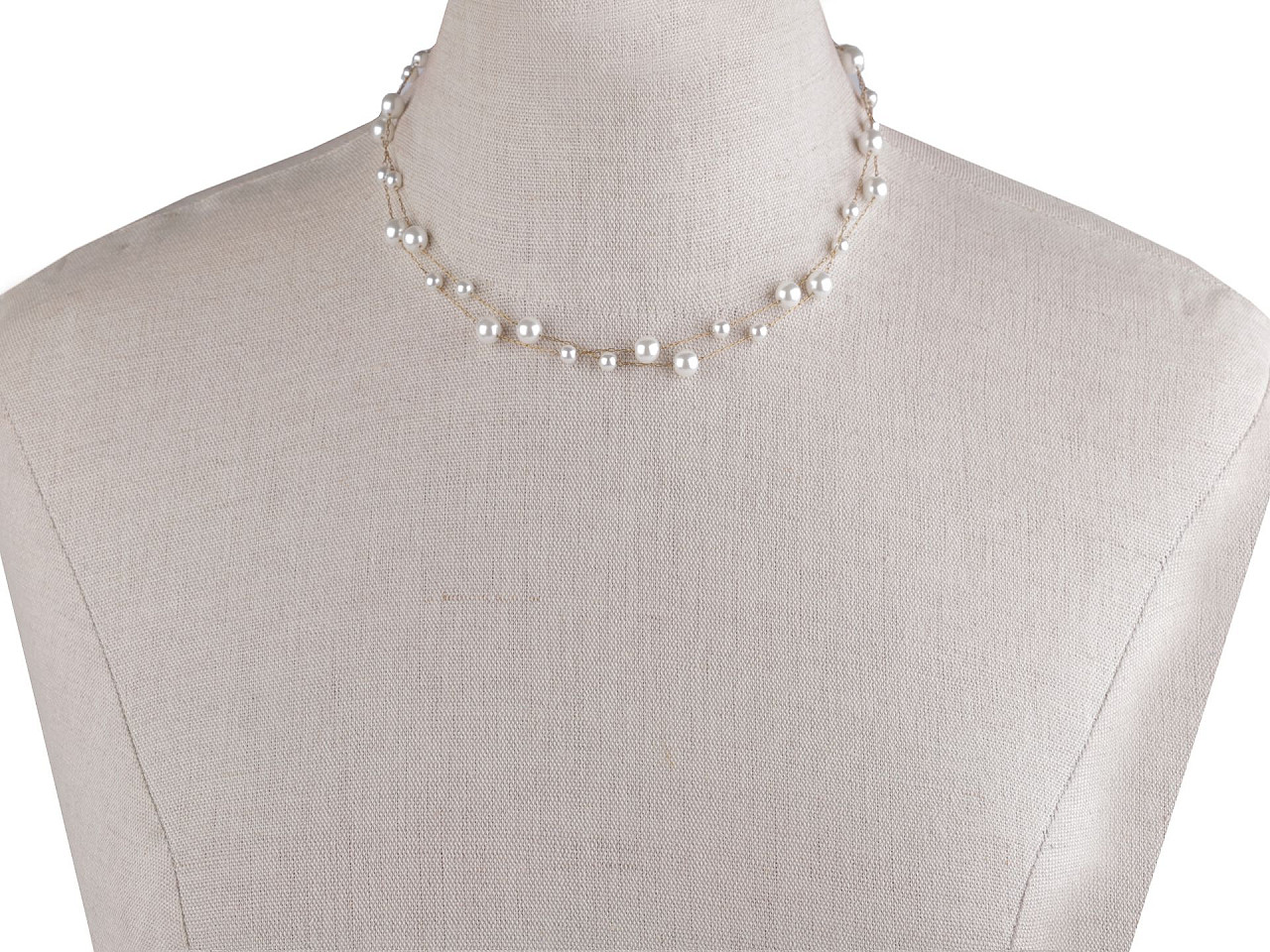 Doppelte edelstahlkette mit glasperlen - Perlmutt (1 Stück)