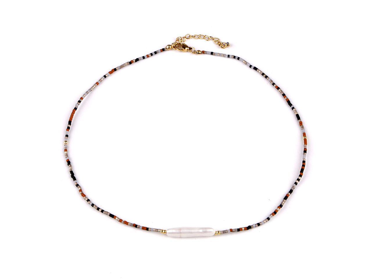 Halskette aus japanischen rocailles mit süßwasserperle - Naturale (1 Stück)