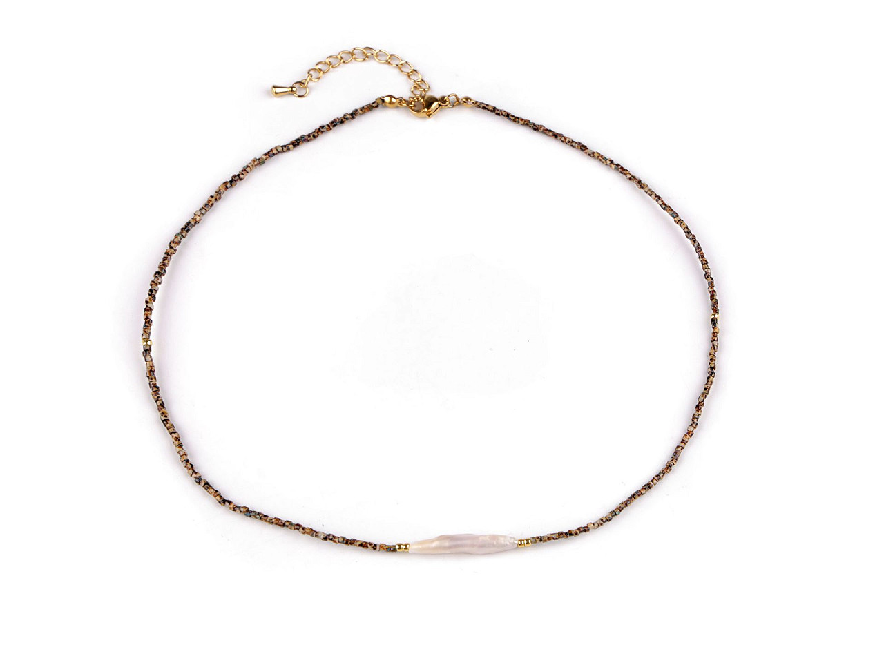 Halskette aus japanischen rocailles mit süßwasserperle - Naturale (1 Stück)