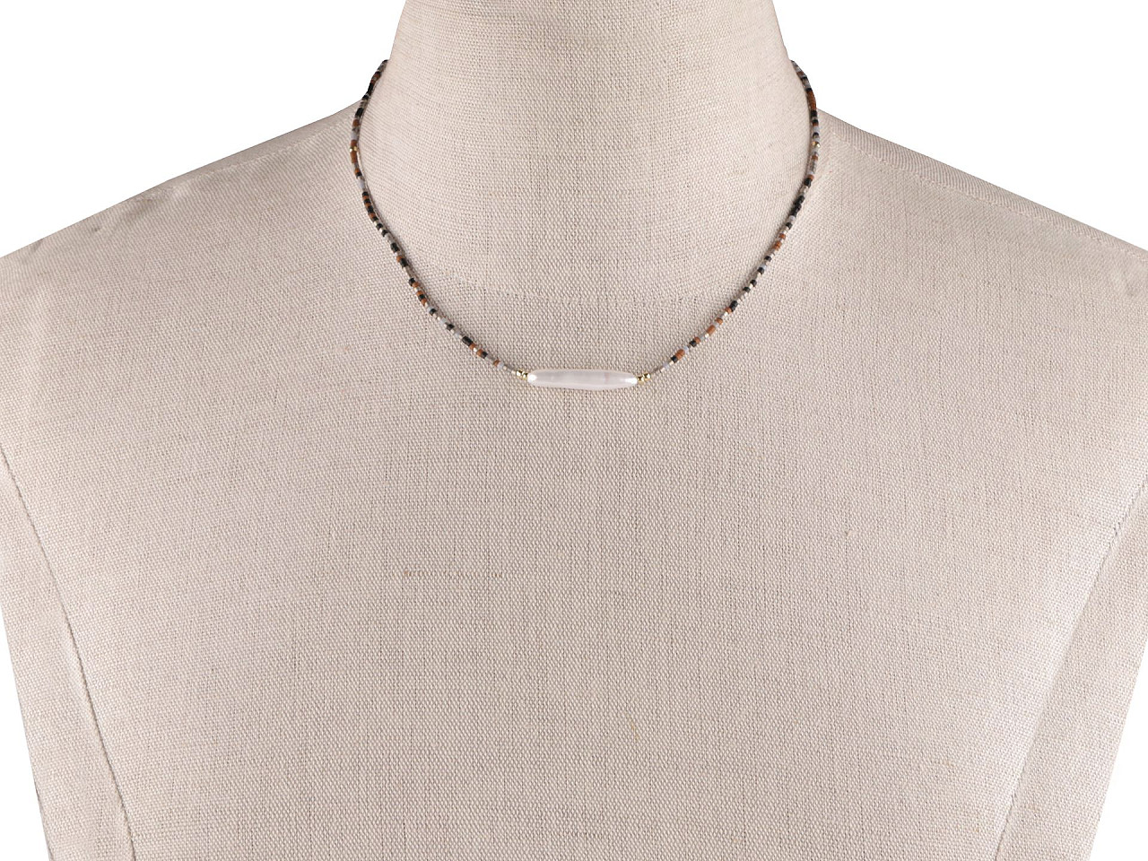 Halskette aus japanischen rocailles mit süßwasserperle - Naturale (1 Stück)