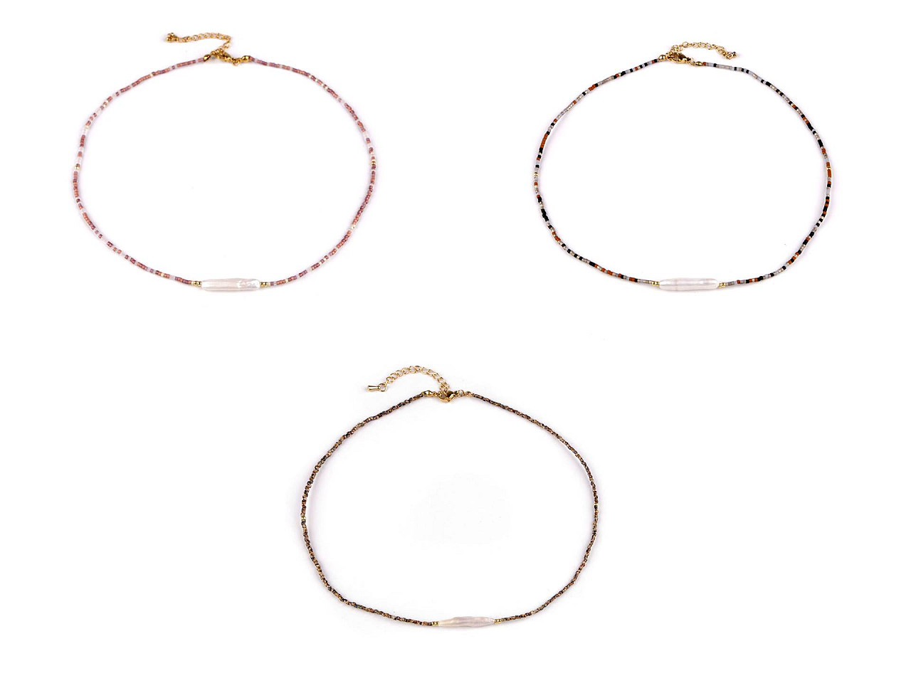 Halskette aus japanischen rocailles mit süßwasserperle - Naturale (1 Stück)