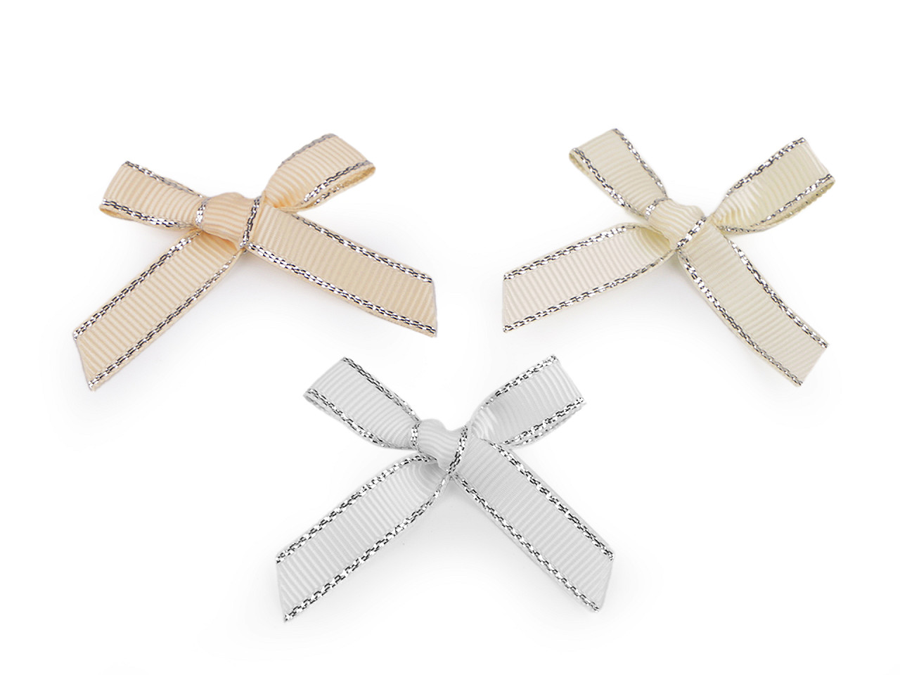 Hochzeits-/dekoschleife aus ripsband mit lurexkante - Hellbeige (10 Stücke)