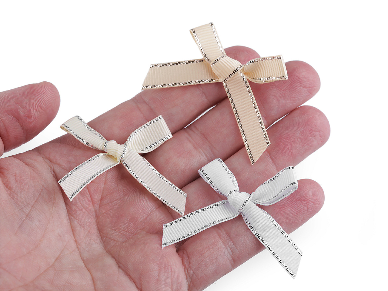 Hochzeits-/dekoschleife aus ripsband mit lurexkante - Hellbeige (10 Stücke)