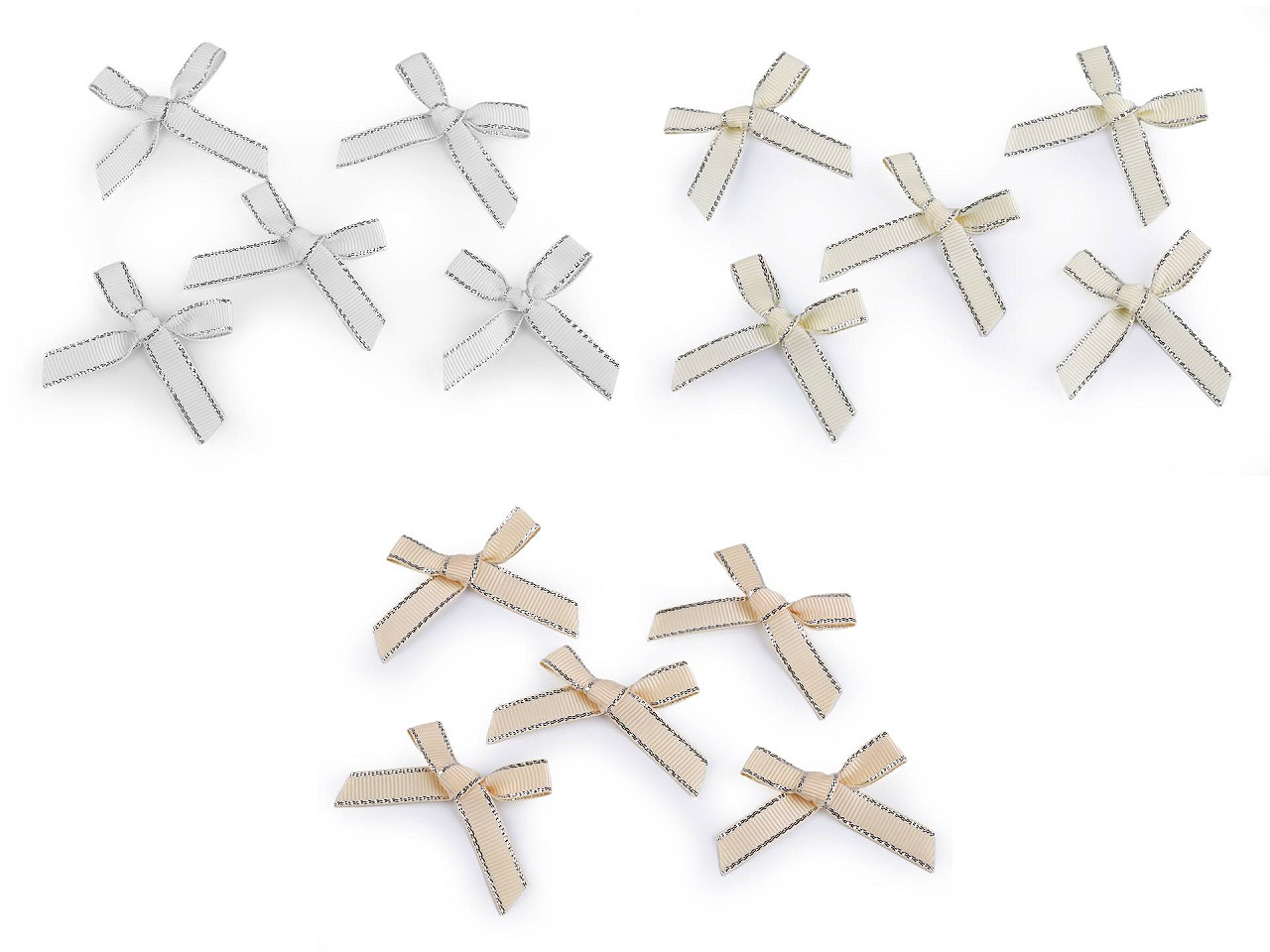 Hochzeits-/dekoschleife aus ripsband mit lurexkante - Hellbeige (10 Stücke)