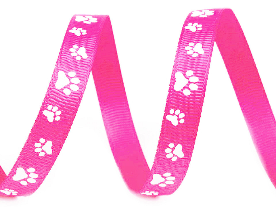 Ripsband / gurtband breite 10 mm bedruckt tatze - Rot (45 Meter)