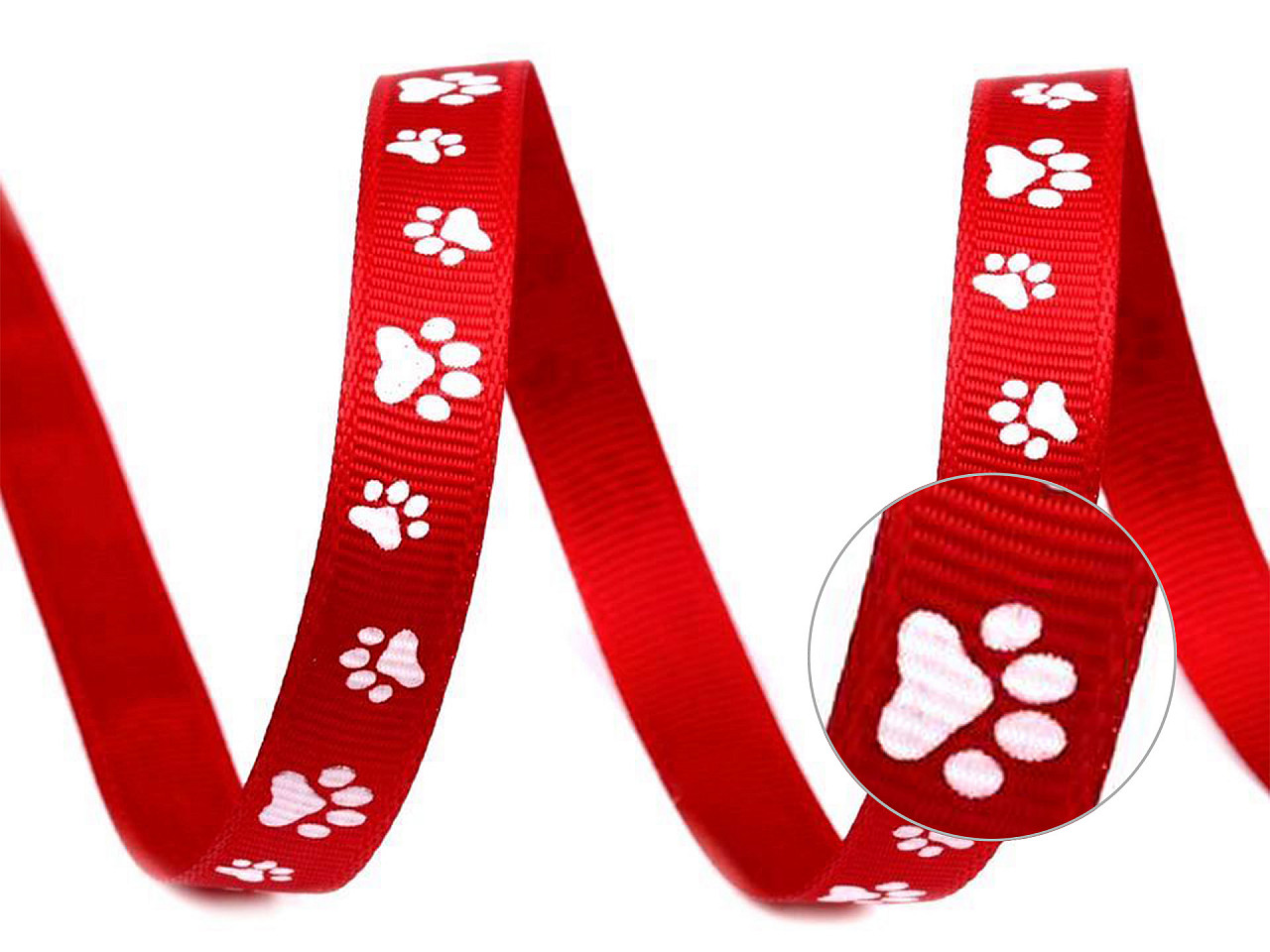 Ripsband / gurtband breite 10 mm bedruckt tatze - Rot (45 Meter)