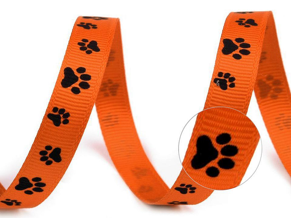 Ripsband / gurtband breite 10 mm bedruckt tatze - Rot (45 Meter)