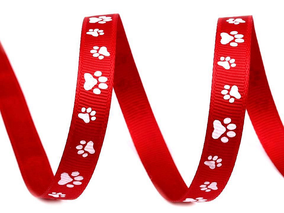 Ripsband / gurtband breite 10 mm bedruckt tatze - Rot (45 Meter)