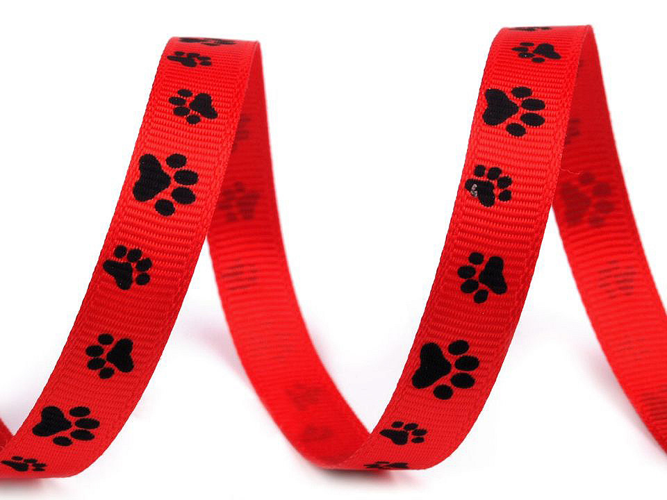 Ripsband / gurtband breite 10 mm bedruckt tatze - Rot (45 Meter)