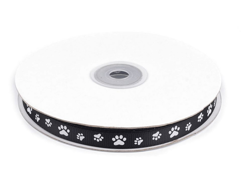 Ripsband / gurtband breite 10 mm bedruckt tatze - Rot (45 Meter)