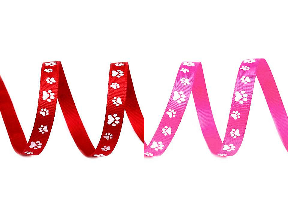 Ripsband / gurtband breite 10 mm bedruckt tatze - Rot (45 Meter)