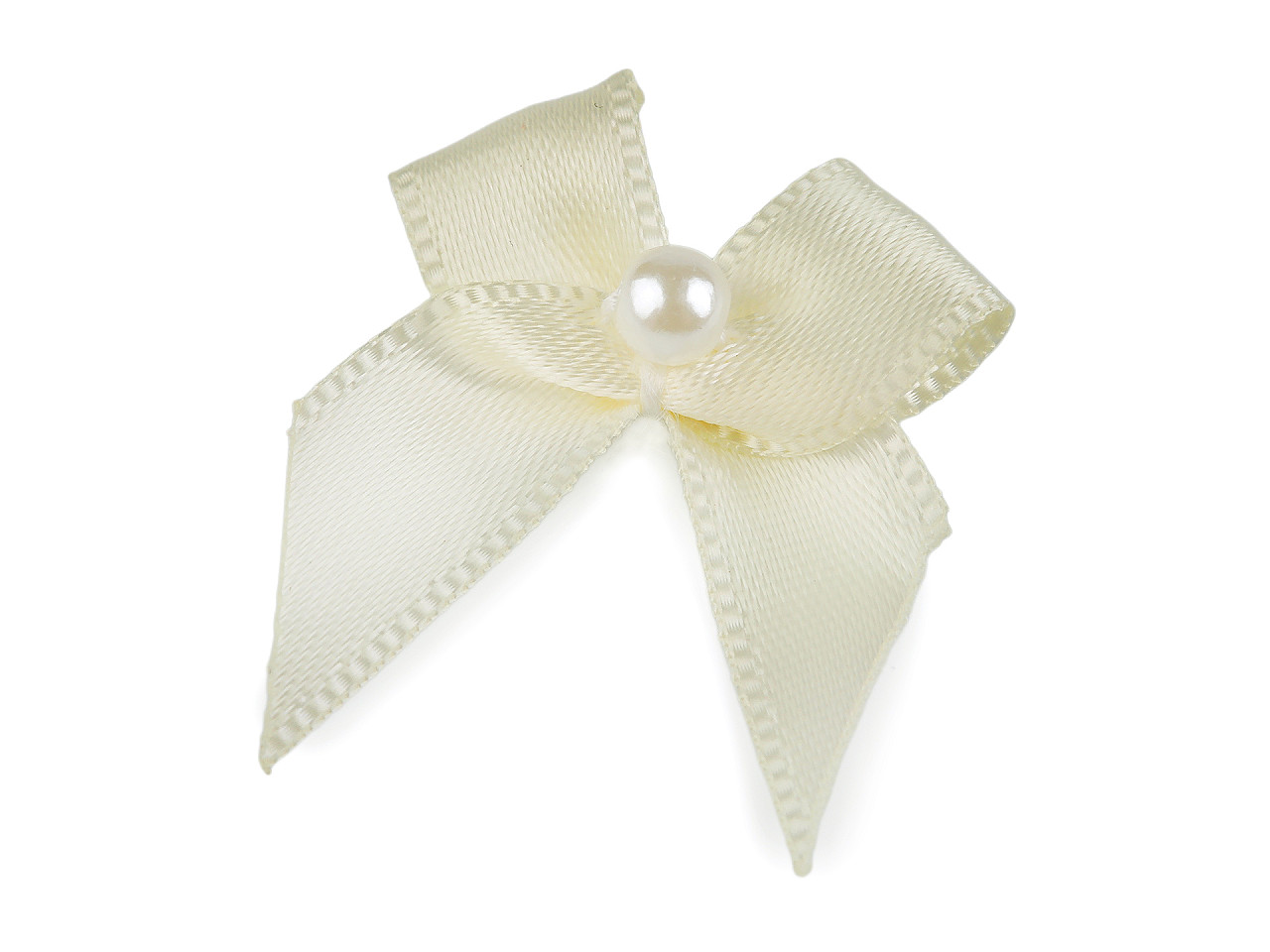 Satinschleife mit perle 30 x 35 mm - Créme (50 Stücke)