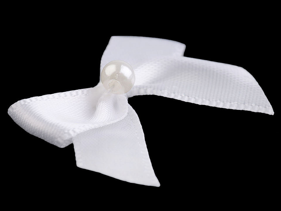 Satinschleife mit perle 30 x 35 mm - Créme (50 Stücke)