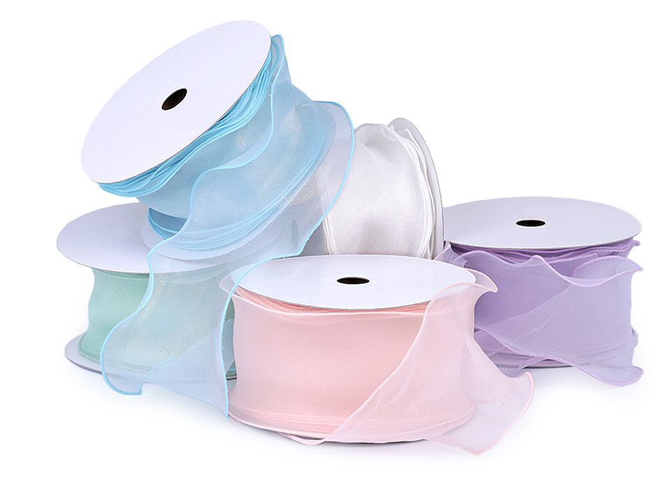 Organzaband mit perlglanz breite 80 mm - Hell-créme (1 Meter)