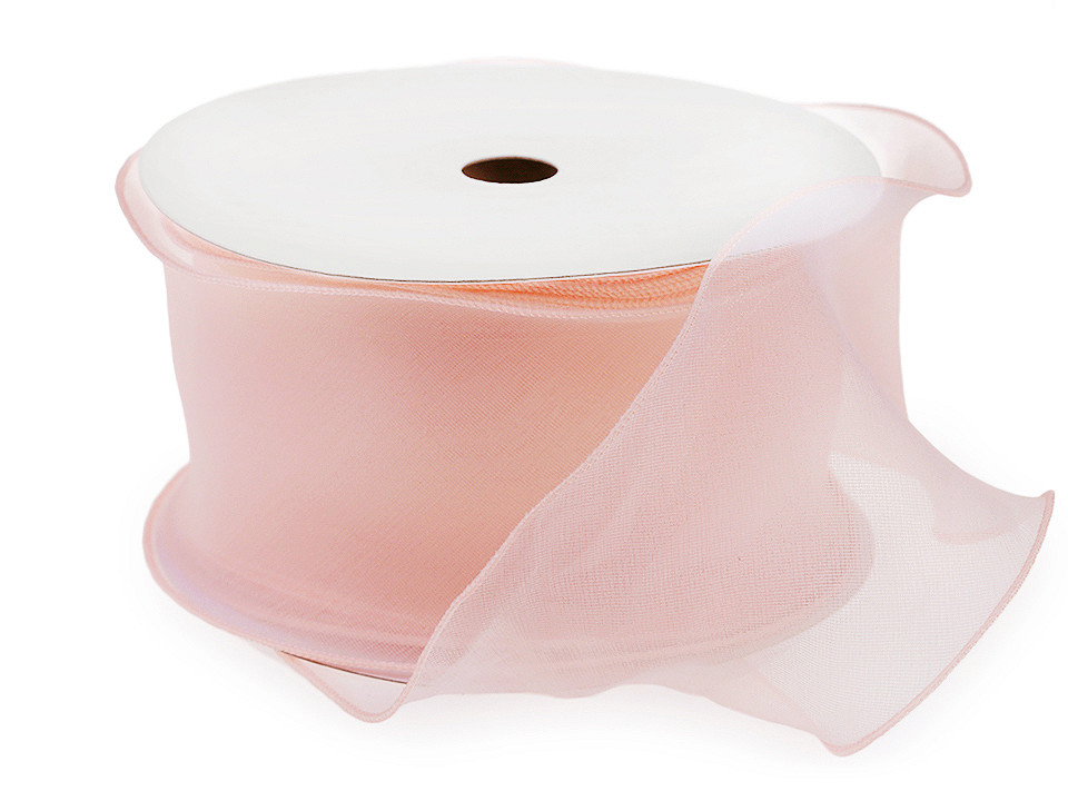 Organzaband mit perlglanz breite 80 mm - Hell-créme (1 Meter)