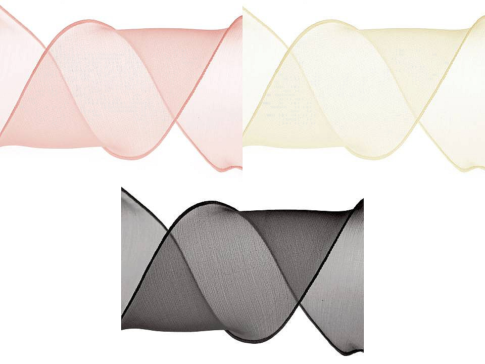 Organzaband mit perlglanz breite 80 mm - Hell-créme (1 Meter)