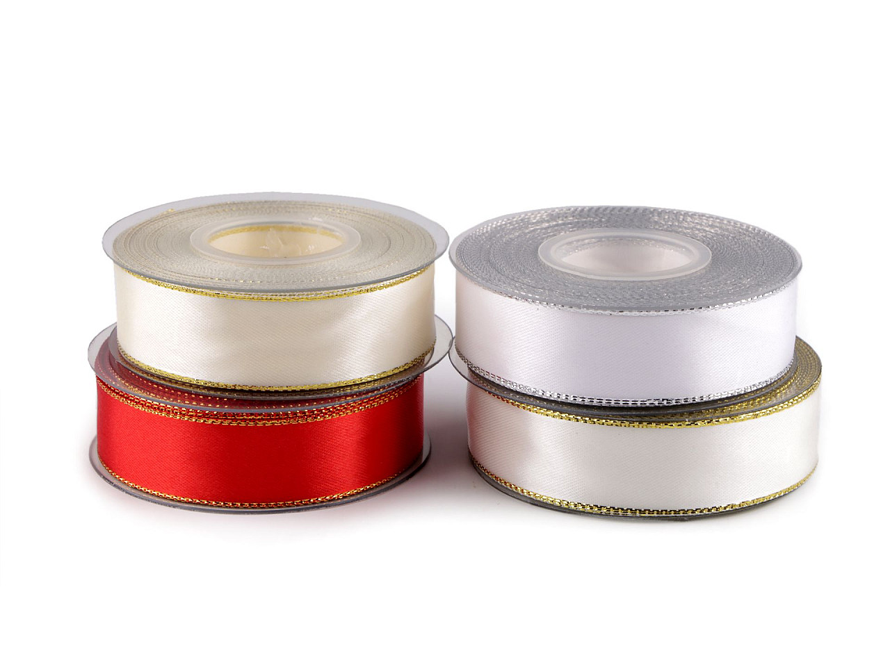 Atlasband mit lurexkante, breite 25 mm - Hell-créme (25 Meter)