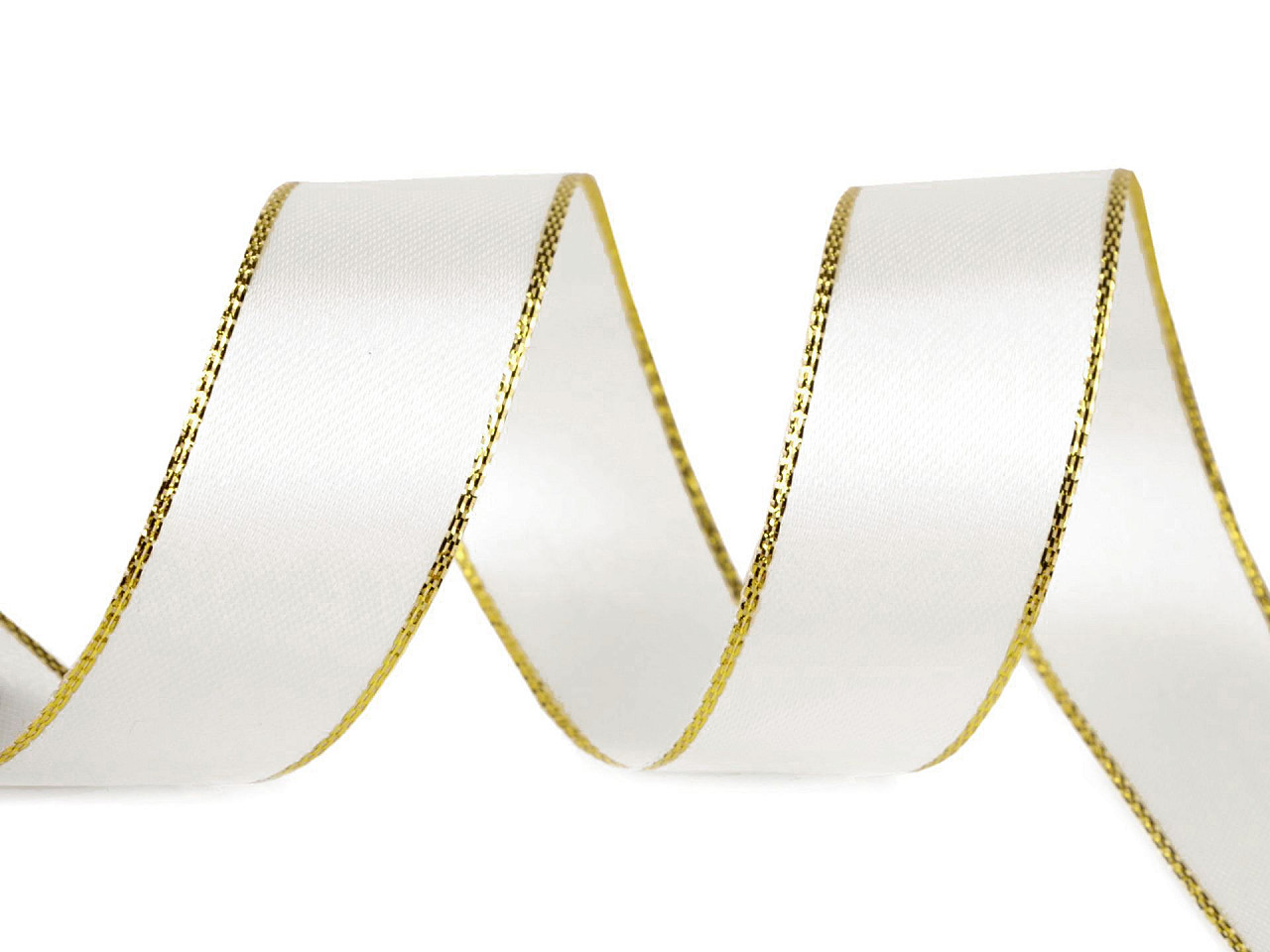 Atlasband mit lurexkante, breite 25 mm - Hell-créme (25 Meter)