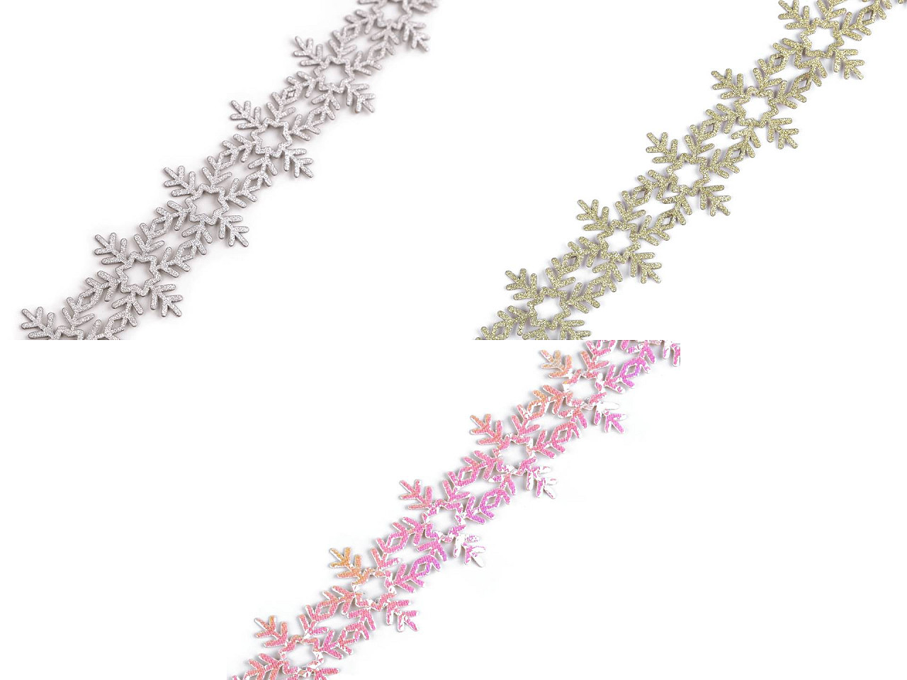 Selbstklebende weihnachtsborte schneeflocken breite 35 mm - Weiß (1 Meter)