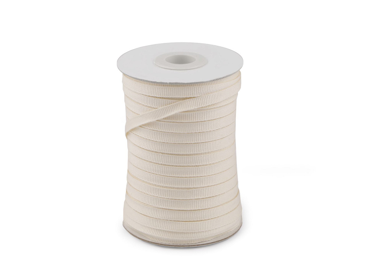 Ripsband aus baumwolle/schlaufe, breite 6 mm - Naturfarbe hell (1 Meter)