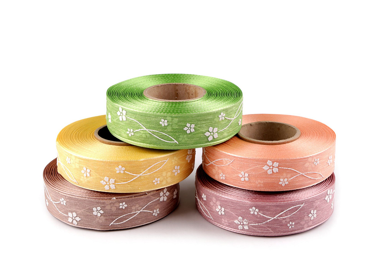 Band mit blumen, breite 25 mm - Beige (20 Meter)