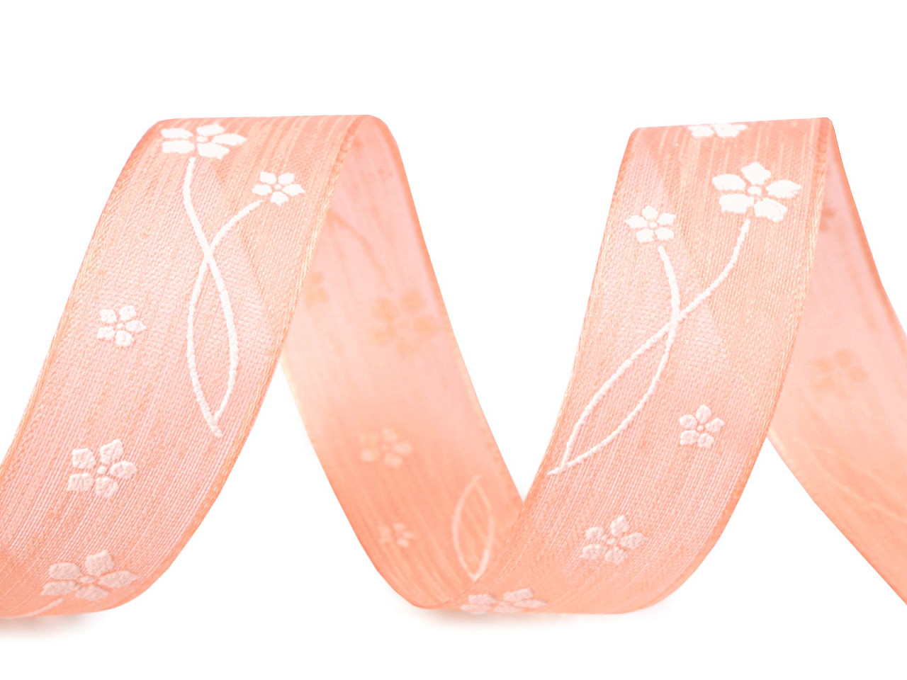 Band mit blumen, breite 25 mm - Beige (20 Meter)