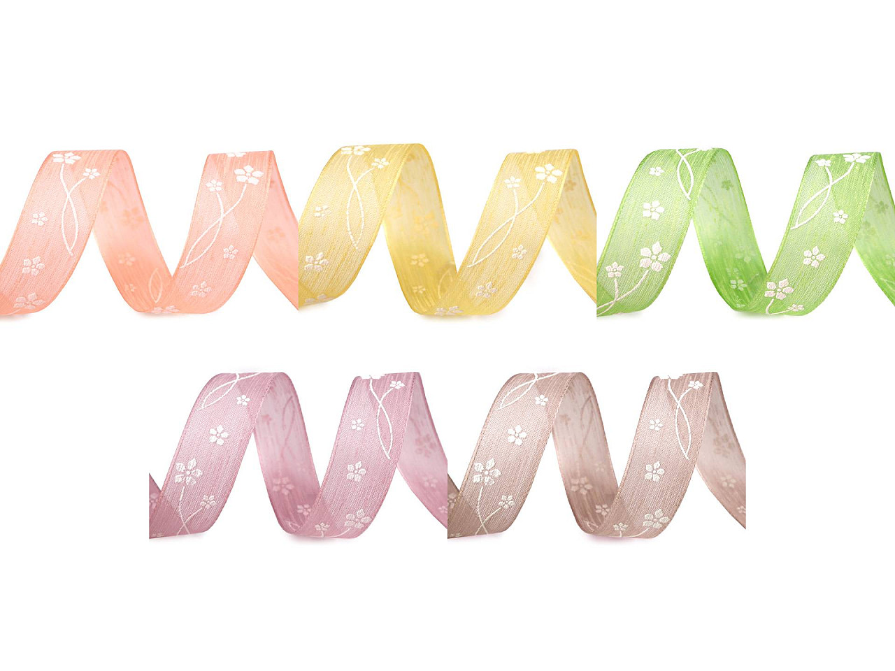 Band mit blumen, breite 25 mm - Beige (20 Meter)