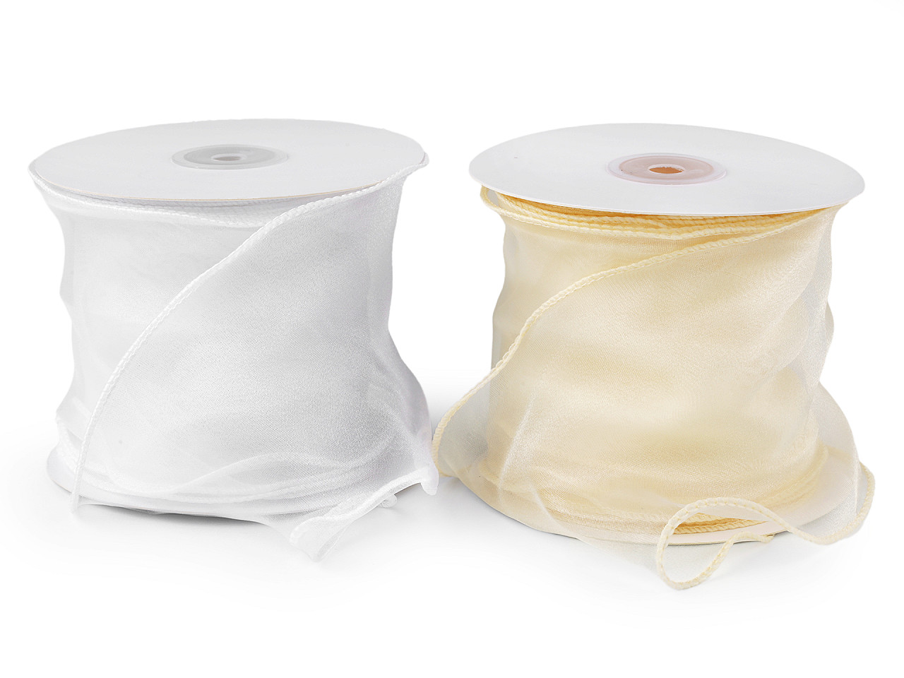 Organzaband mit perlglanz, breite 10 cm - Weiß (9 Meter)