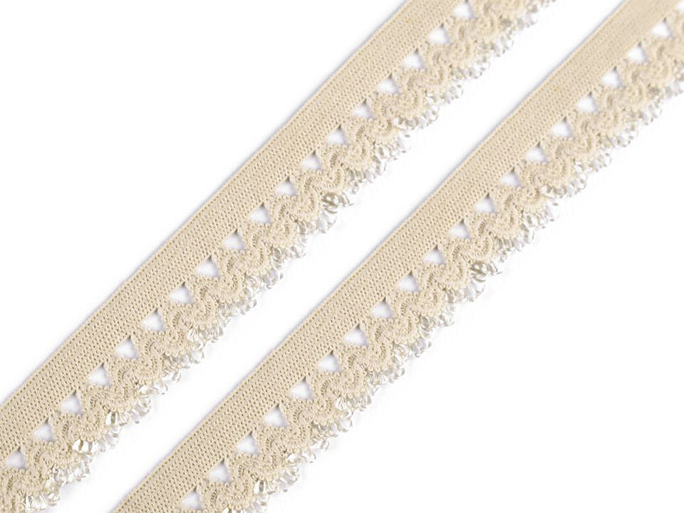 Wäschegummi verziert breite 15 mm - Taubengrau (25 Meter)