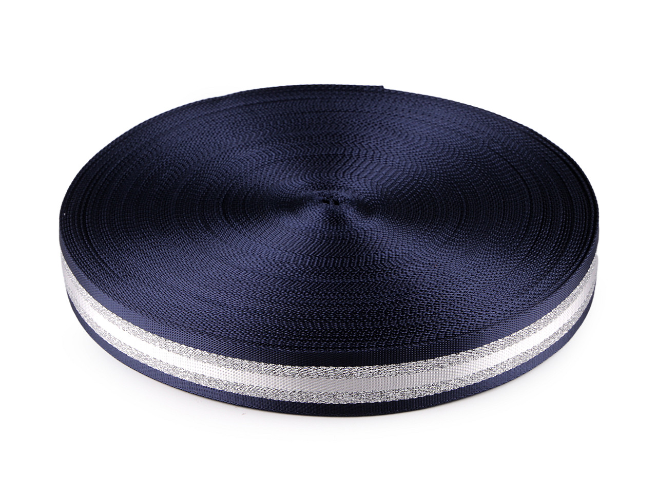 Glatter doppelseitiger gurt mit lurex breite 38 mm - Grau (1 Meter)