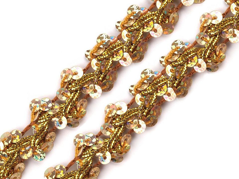 Paillettenborte breite 15 mm hologramm - Gold (1 Meter)