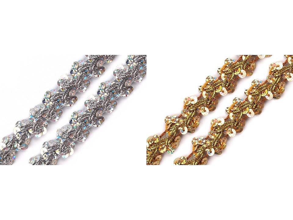 Paillettenborte breite 15 mm hologramm - Gold (1 Meter)