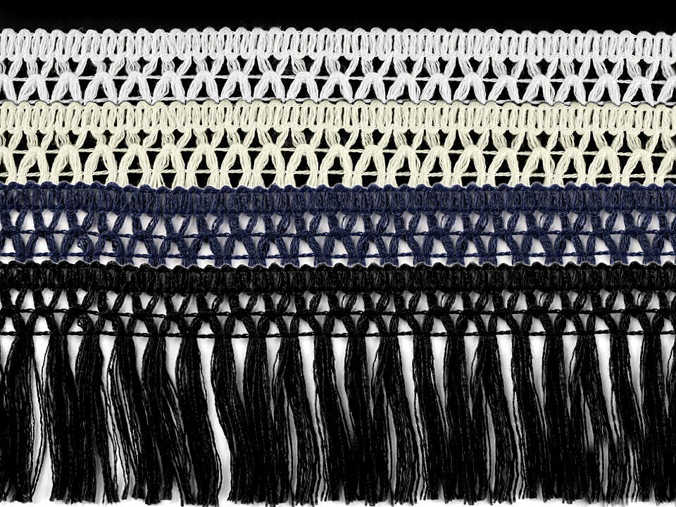 Fransen aus baumwolle breite 55 mm - Weiß (9 Meter)