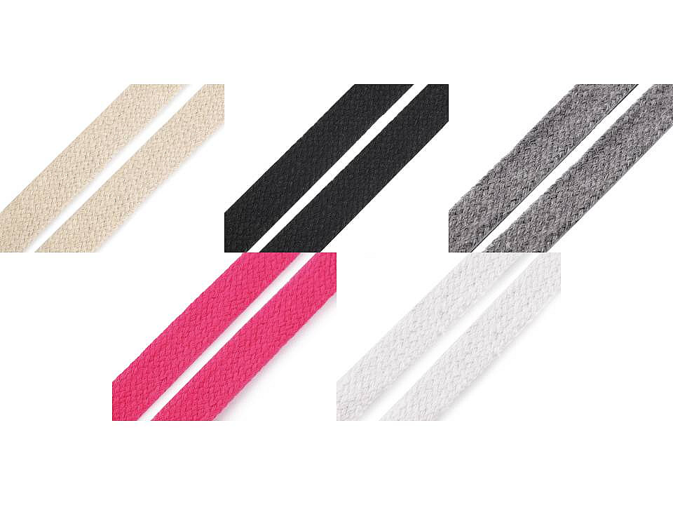 Baumwollkordel flach/ schlauchband, breite 15 mm - Grau (10 Meter)