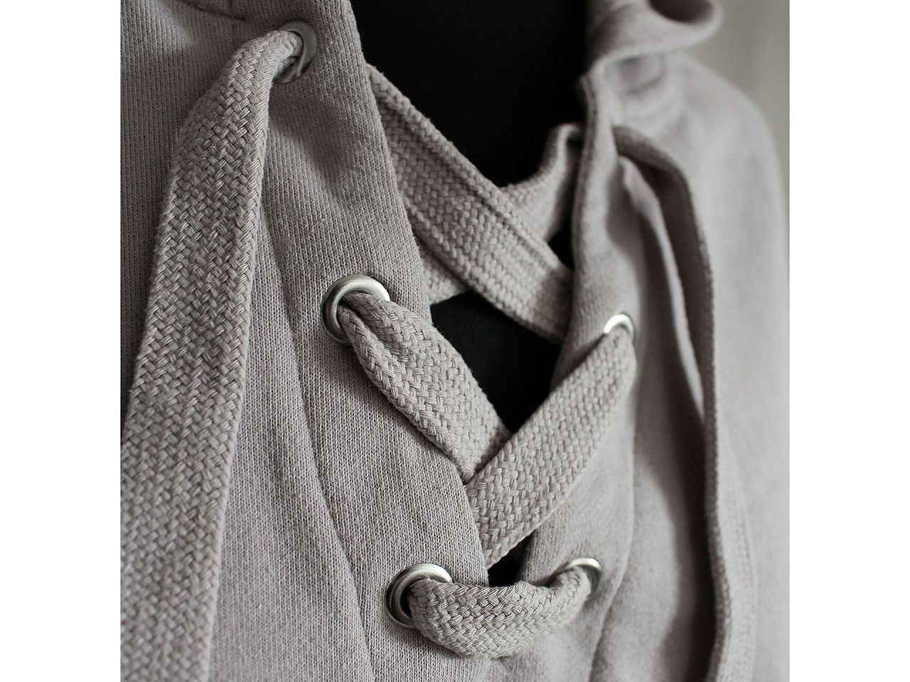 Baumwollkordel flach/ schlauchband, breite 15 mm - Grau (10 Meter)